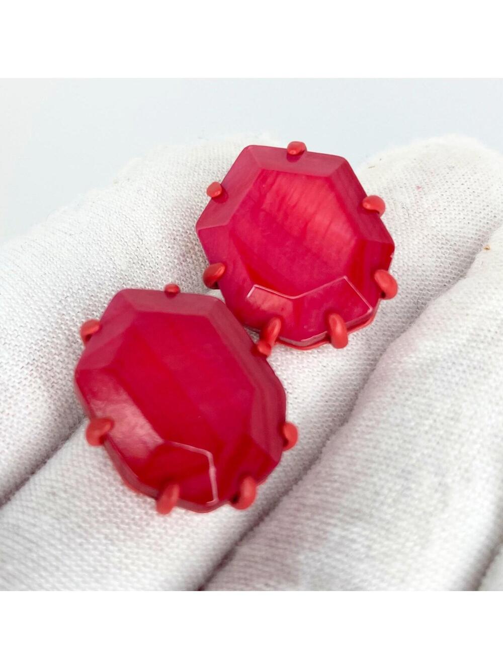 Kendra Scott Morgan Earrings Red Faceted Stone Stud Earrings